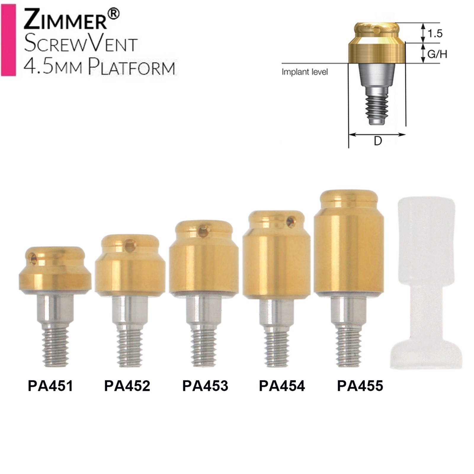 US For Zimmer TSV 3.5/4.5mm Dental Locator Abutment 1-5.0mm Male Cap Insert Tool