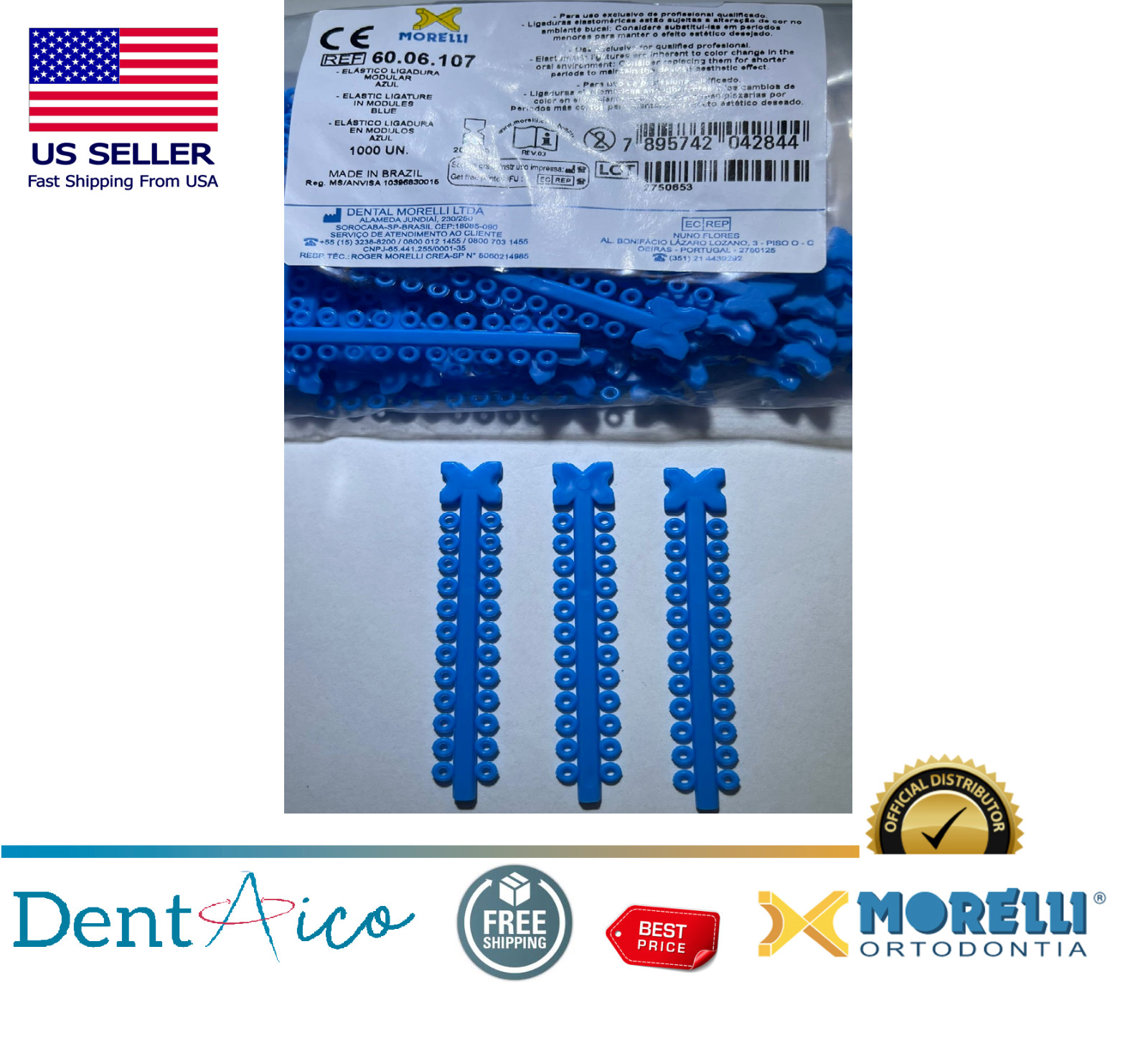 MORELLI Elastic Ligature in Modules Blue PAK/1.000UN Dental Orthodontic