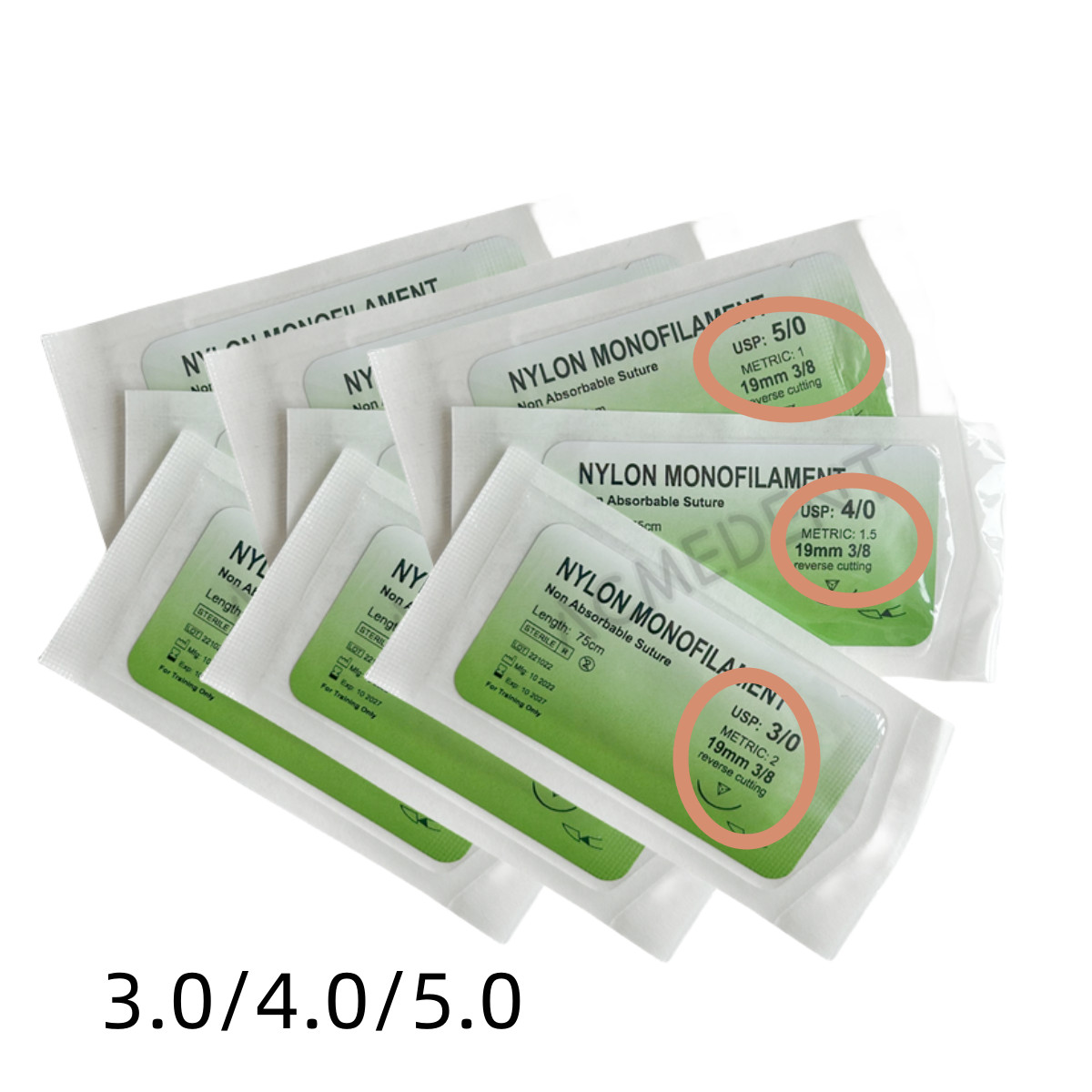 Dental Surgical Sutures Nylon Monofilament USP Reverse Cutting Sterile3/4/5.0