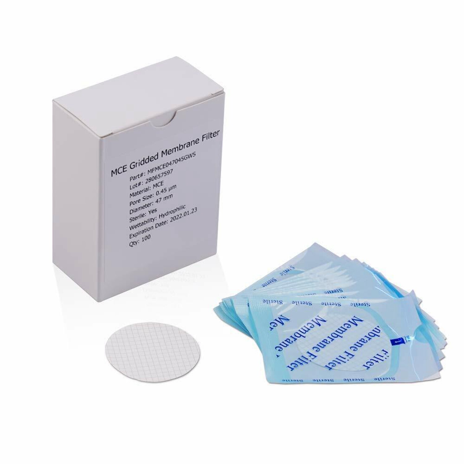 Simpure MCE Gridded Membrane Filter 47mm 0.45μm Sterile Mix Cellulose Ester