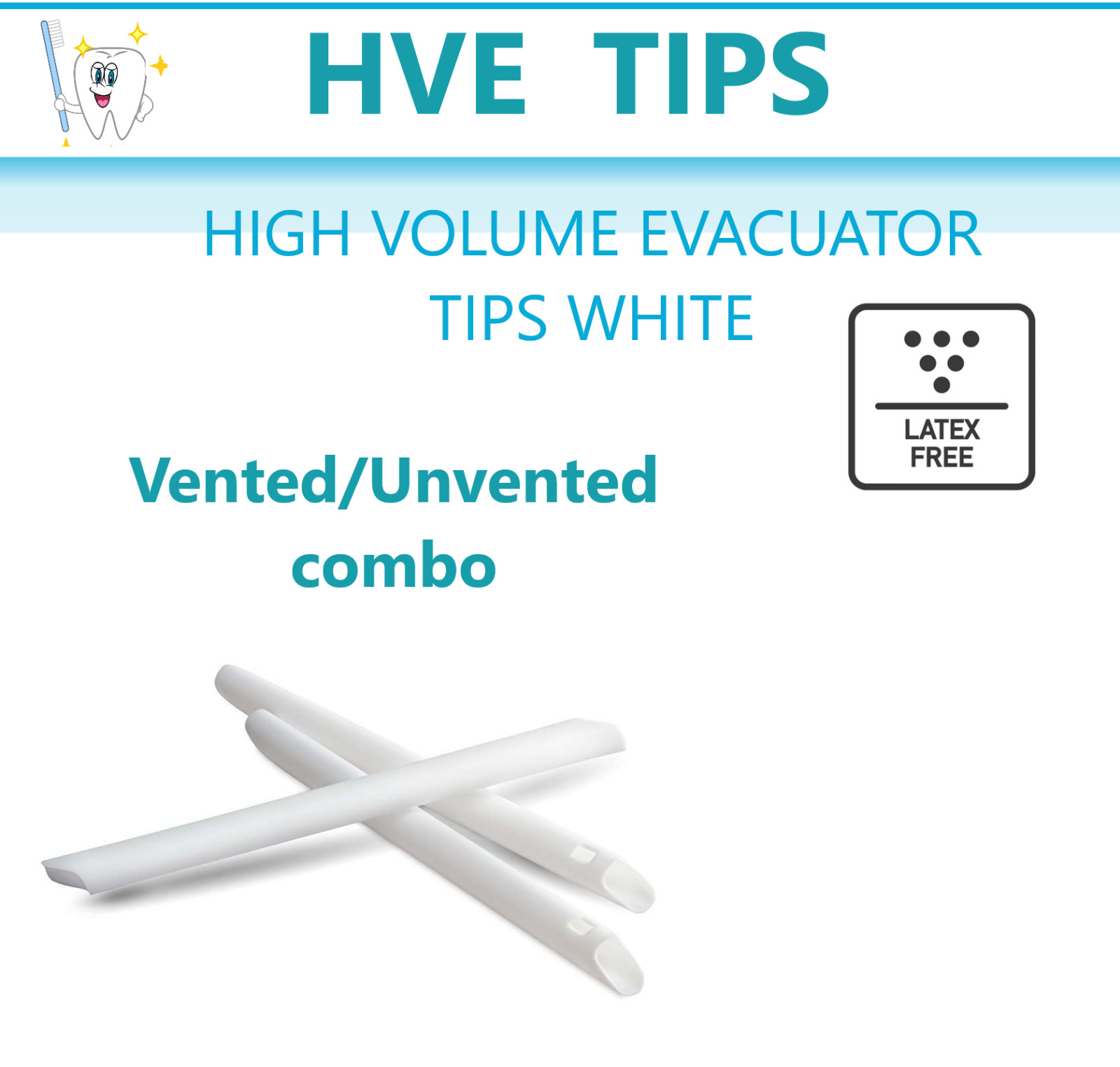 Dental Disposable HVE Tips Oral Evacuators Tips Vented White HVE Tips, 1000/Case