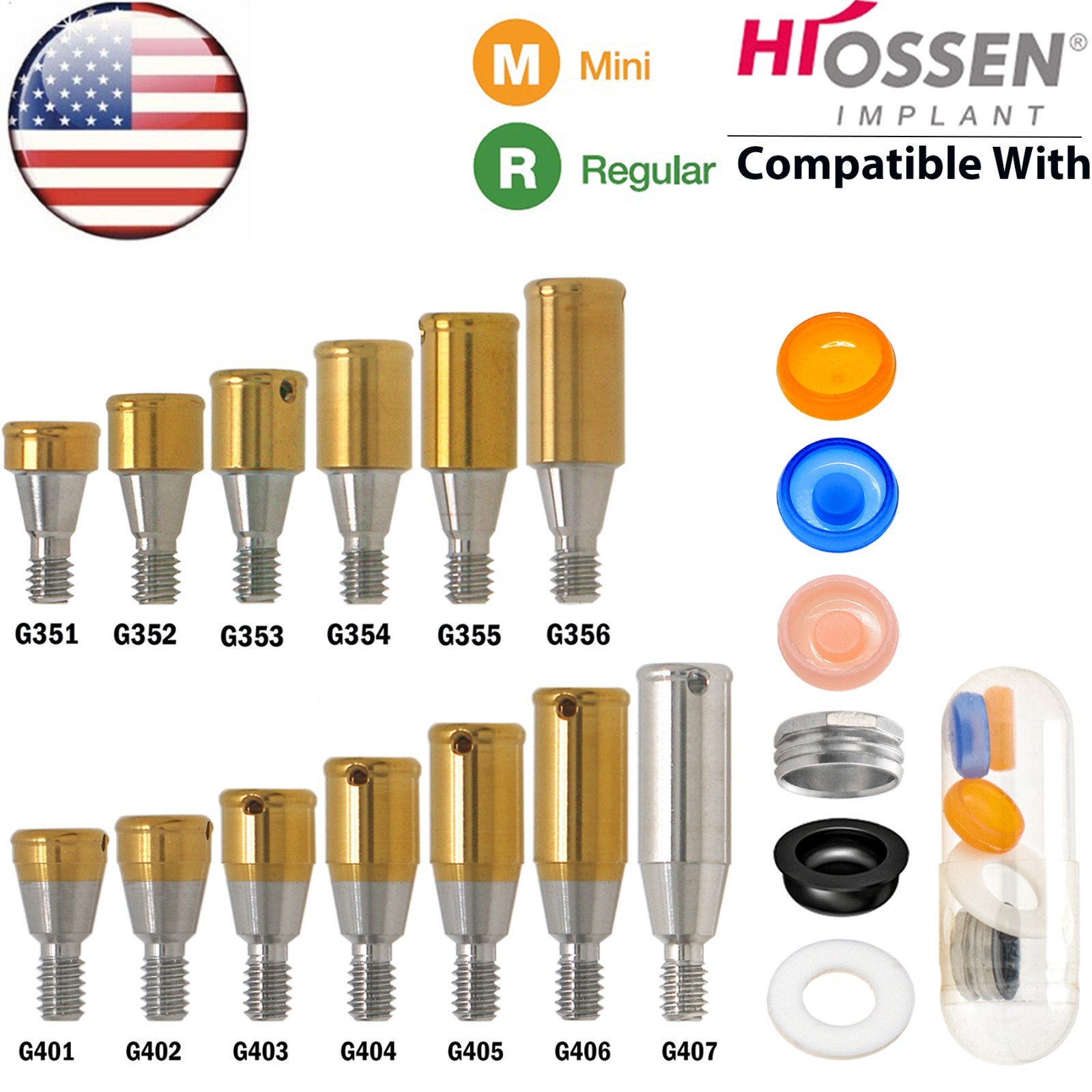 US Overdenture Locator Ti Abutment Fit Zest Retention Caps Hiossen Nobel Zimmer