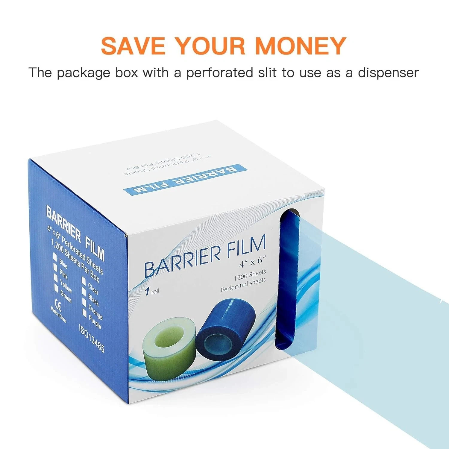 Dental Barrier Film Blue 4×6 Protective Plastic Wrap 1200 Sheets Medical