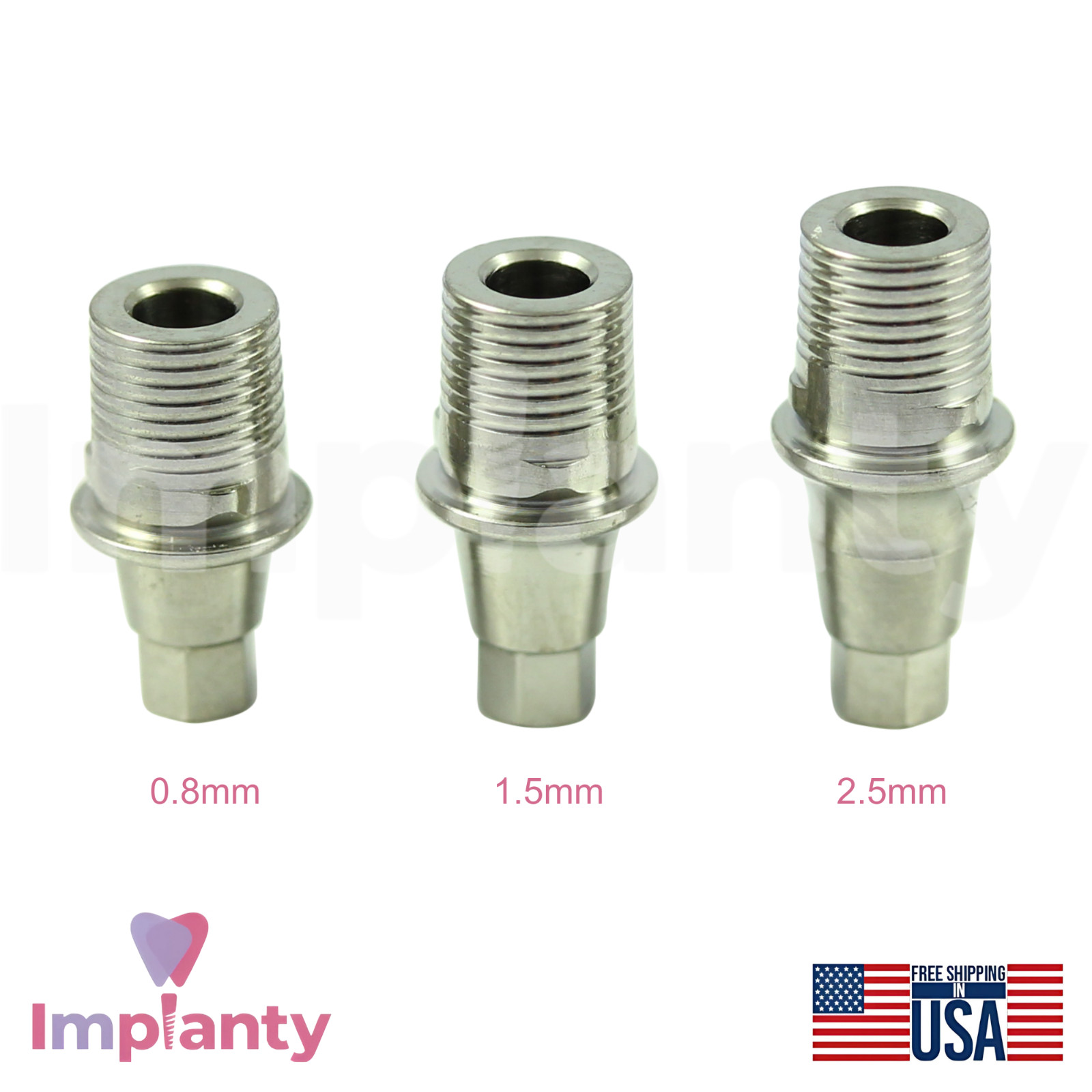 5x Neodent GM Compatible Titanium Base Ø4.5mm Prosthetic Grand Morse Connection