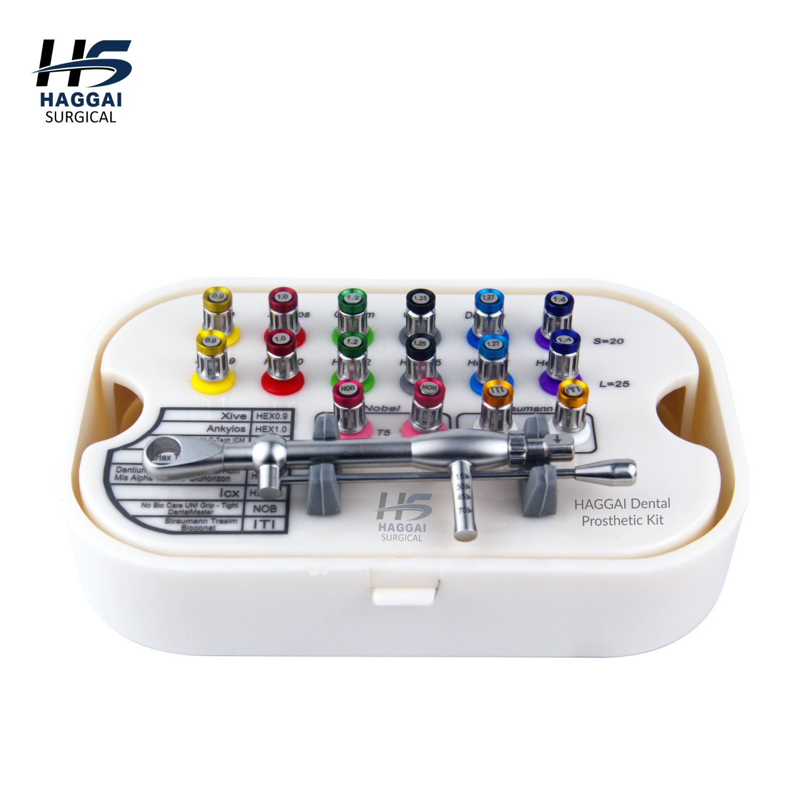 Dental Prosthetic Implantology Kit–16 Pcs Drivers, Torque Ratchet with Cassette