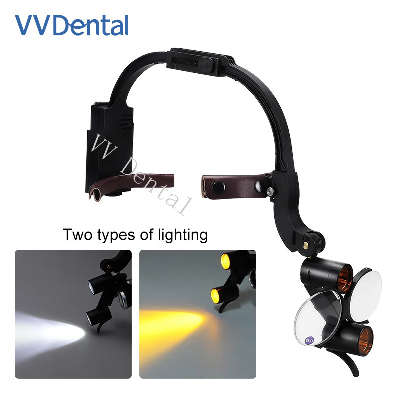 2.5X 3.5X Dentist Loupes Dental Binocular Glass Magnifier with 5W Led Head Light