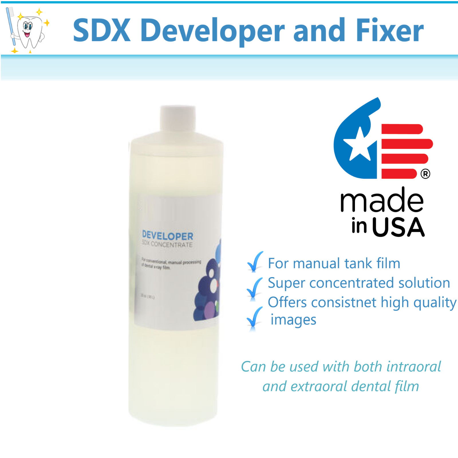 Dental SDX Developer and Fixer For Manual Tank film Concentrated Solution