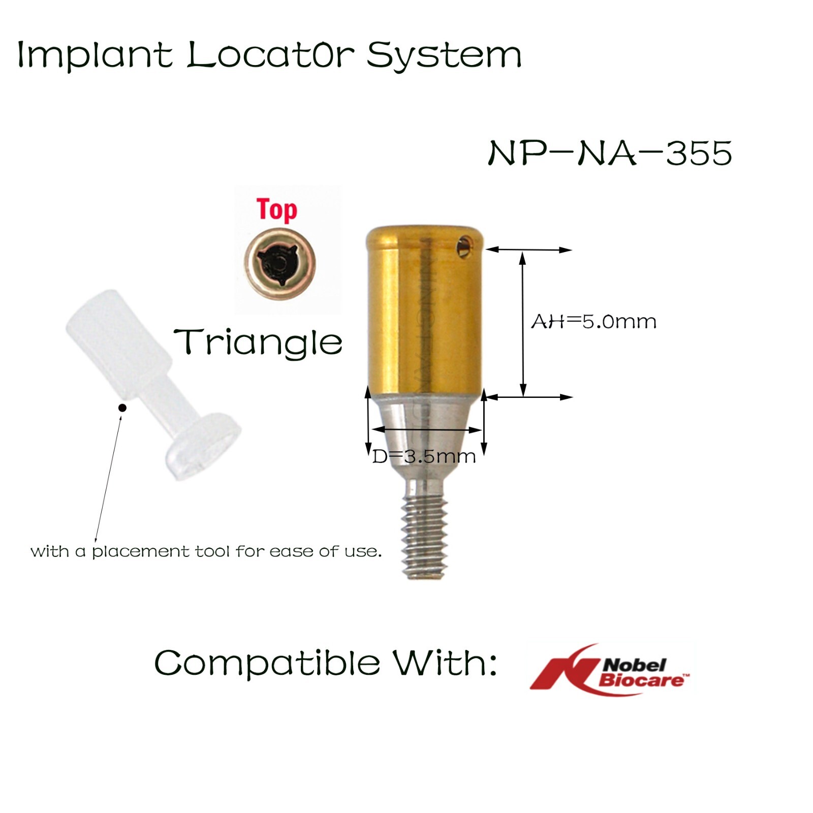 Nobel Biocare Active NP Locator Abutment For Ø3.5 D 1-5.0mm GH Narrow Platform