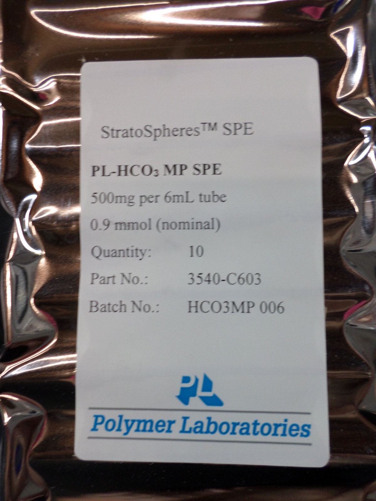 AGILENT StratoSpheres PL-HCO3 MP SPE 500mg/6mL Devices PL3540-C603 (Pack of 10)