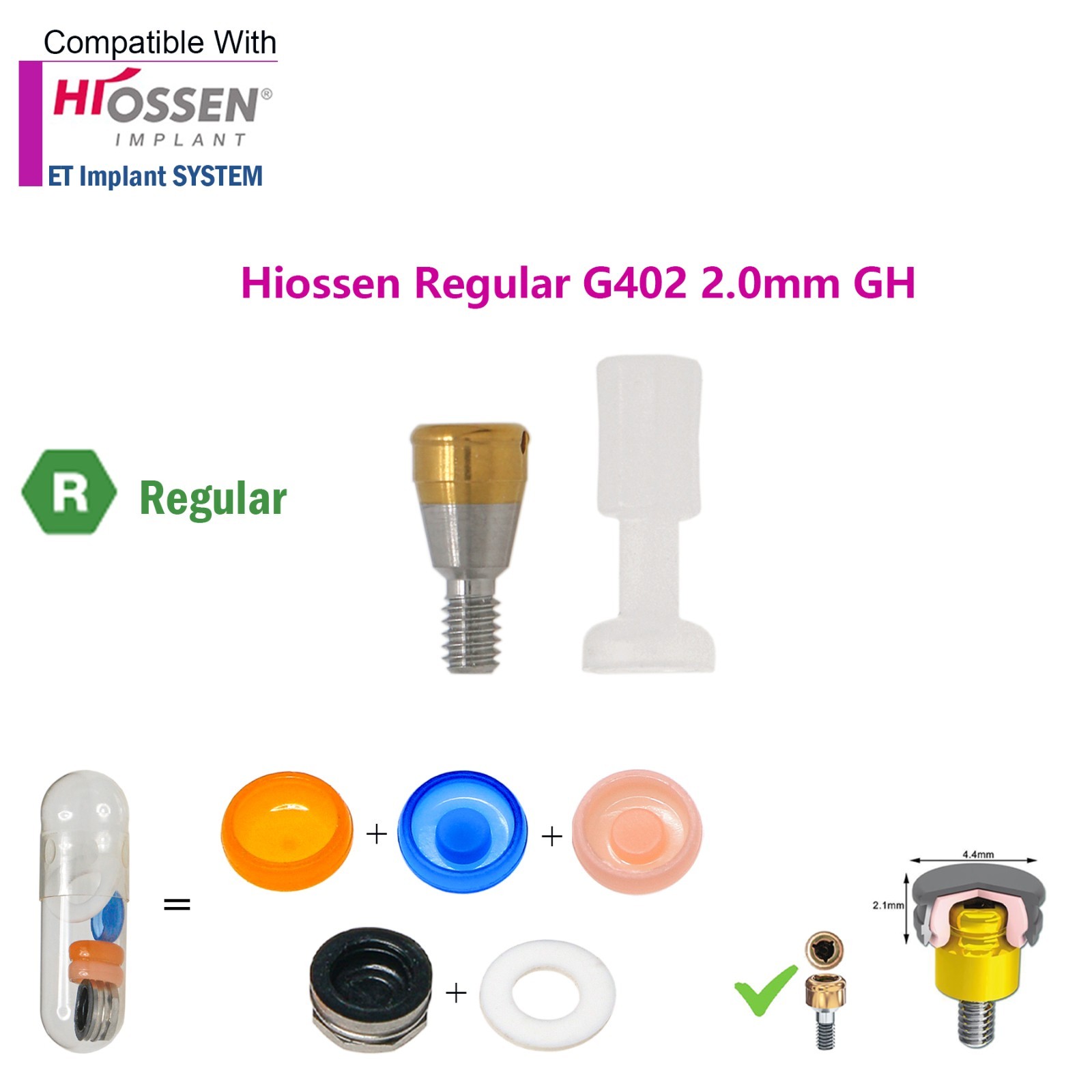 Dental Locator Overdenture Abutment Male Cap Inserts fit HIOSSEN Osstem Regular