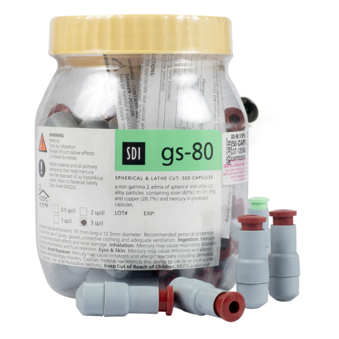 SDI GS-80 Amalgam Alloy Dental Material Regular Set Spill 50 Capsules Per Box
