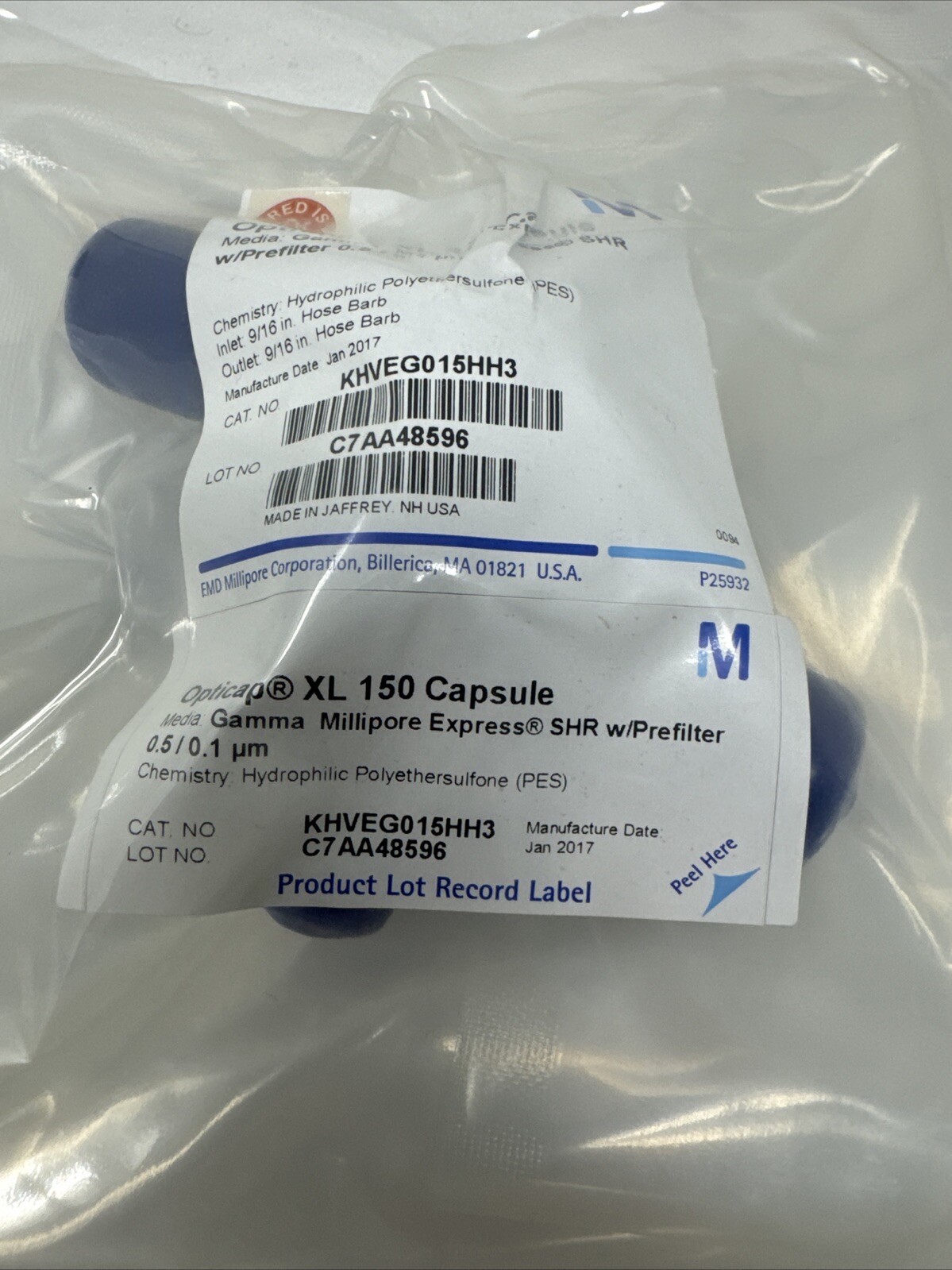 MILLIPORE Opticap XL 150 Express SHR Capsules 0.5/0.1um KHVEG015HH3 Lab Supply