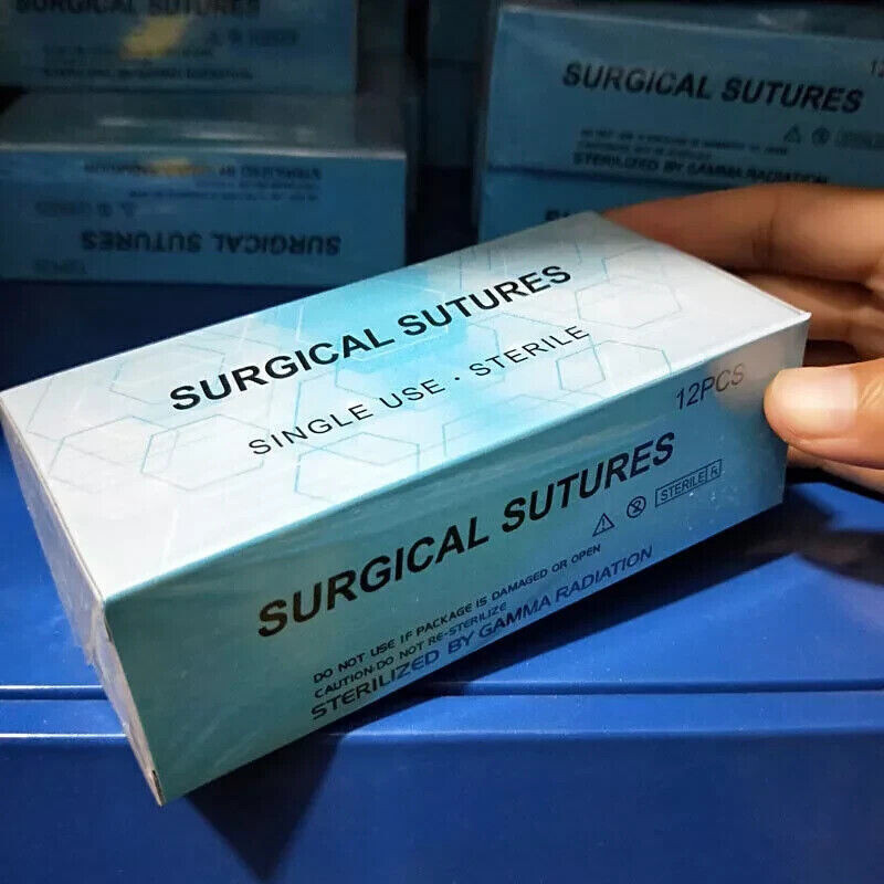 12Pcs/Box Dental Black Surgical Training Suture Silk Braided 75cm Non Absorbable