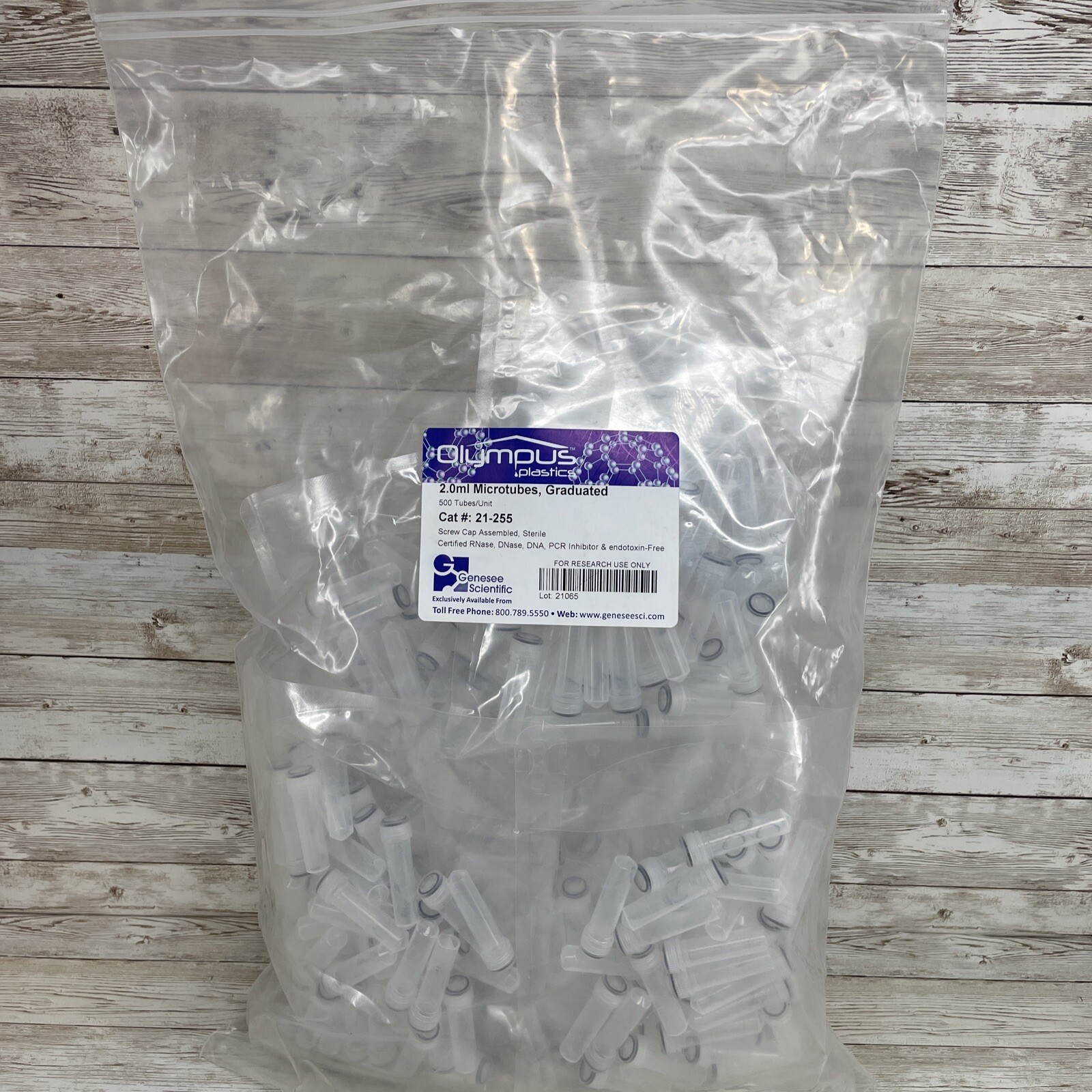 500, Olympus 2.0ml Microtubes, Graduated 21-255 Screw Cap Assembled Sterile