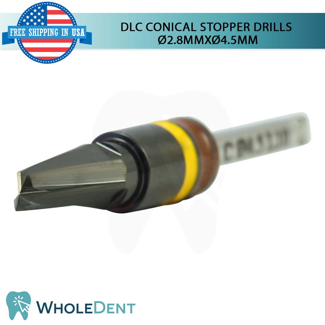 DLC Conical Integral Stopper Drill Ø2.8XØ4.5 Dental Im plant Tool Instrument