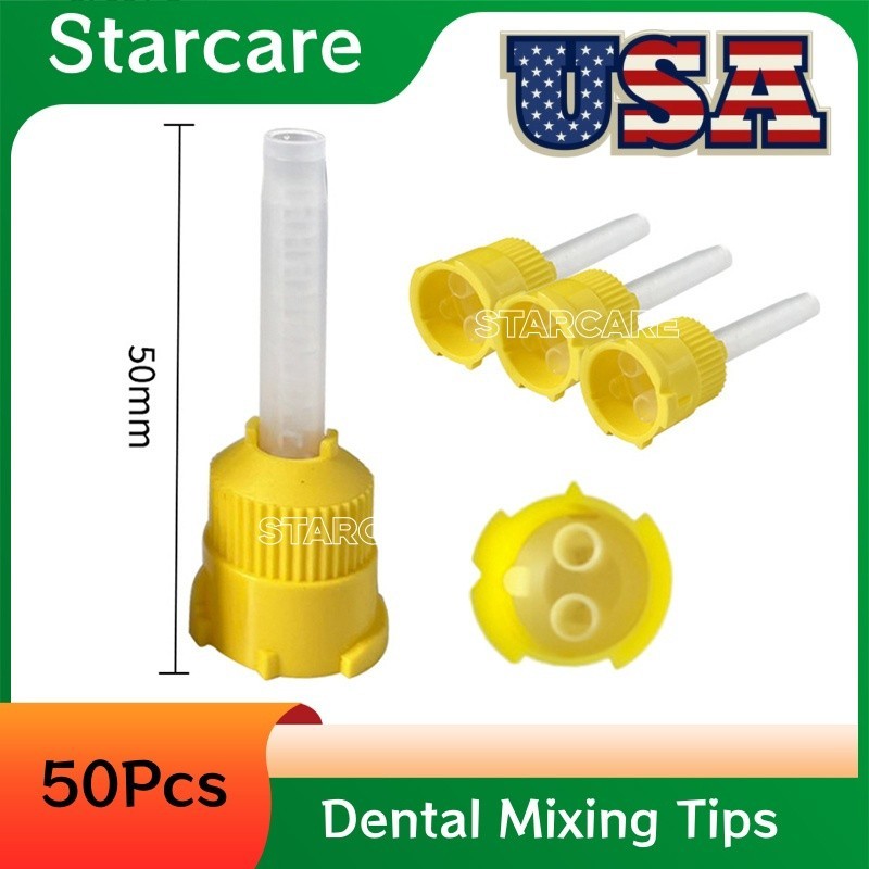 Dental HP Mixing Tips Yellow Short 5cm 1:1 Ratio For Impression Light body USA