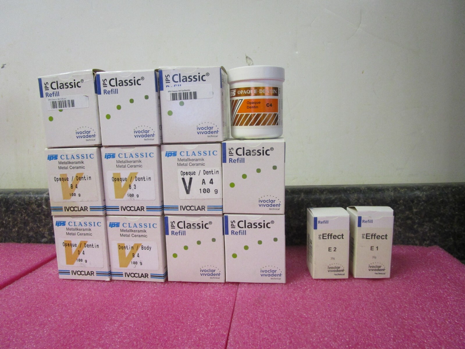 Qty (12) 100g + (2) 20g Ivoclar IPS Classic Opaque Dentin Metal Ceramic & Refill