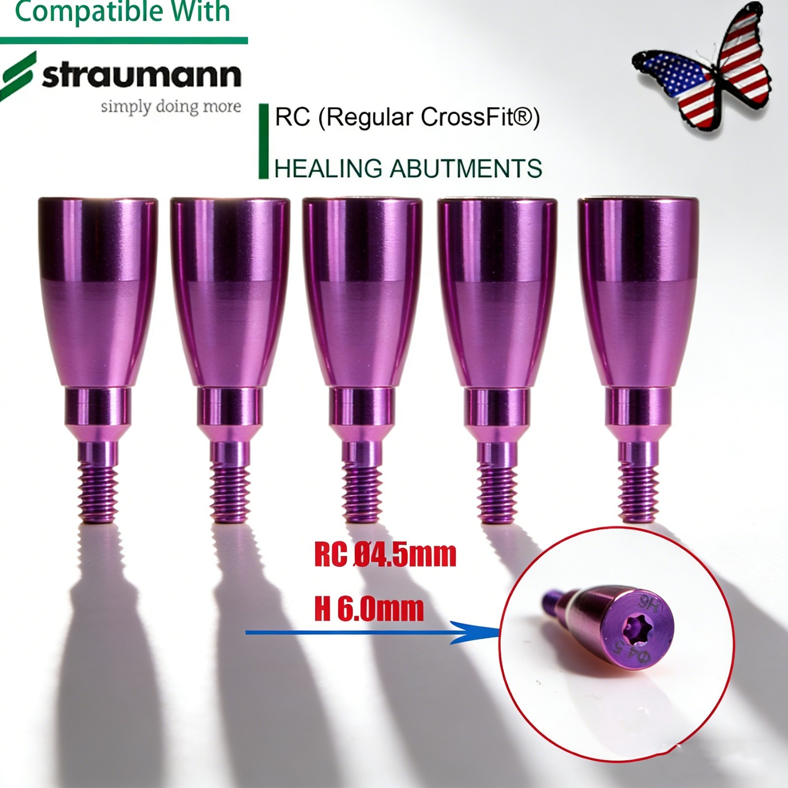 Straumann RC Healing Abutment & Closure Screw BLT Bone Level Titanium 5pcs/set