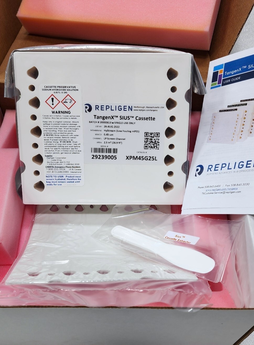 Repligen TangenX SIUS Cassette TFF HyStream, MWCO 0.45um, LP Screen, 2.5m2