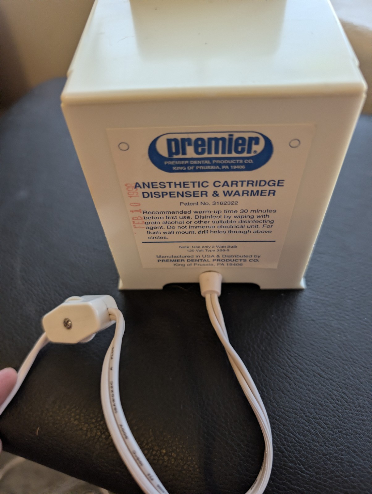 Vintage Premier Dental Products Anesthetic Cartridge Dispenser And Warmer