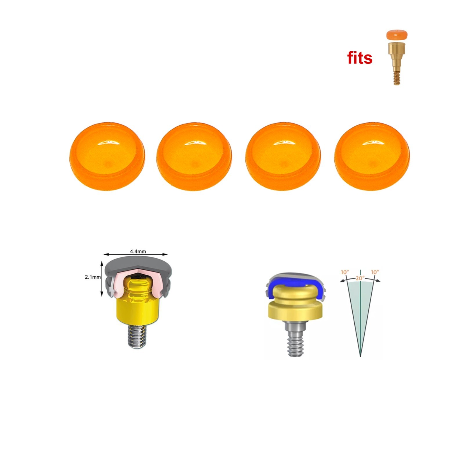 For Zest Locator Abutment System Male Processing Cap Kit PEEK Retention Inserts