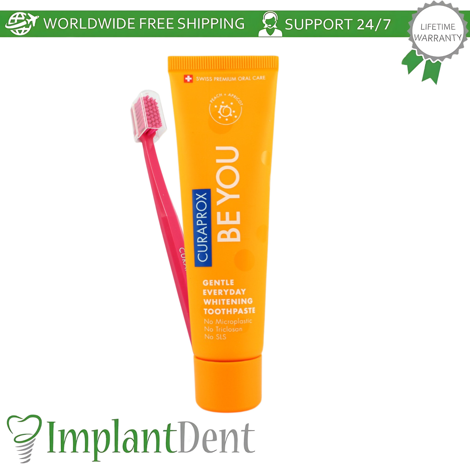 Dental 6 Flavor Whitening Toothpaste and Ultra Soft Toothbrush Pack Curaprox