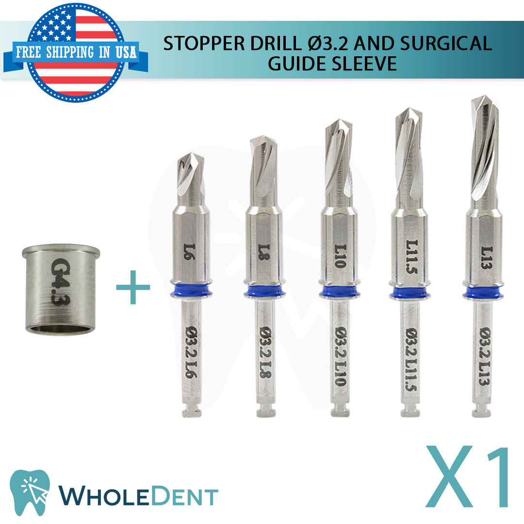 Surgical External Irrigation Stopper Drill Ø3.2 And Guide Sleeve Dental Implant