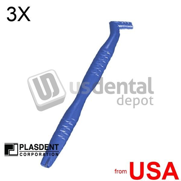 3X LOT of PLASDENT Universal Brush Handle Color: BLUE-#8404HND-2-E 001-8404HND-B