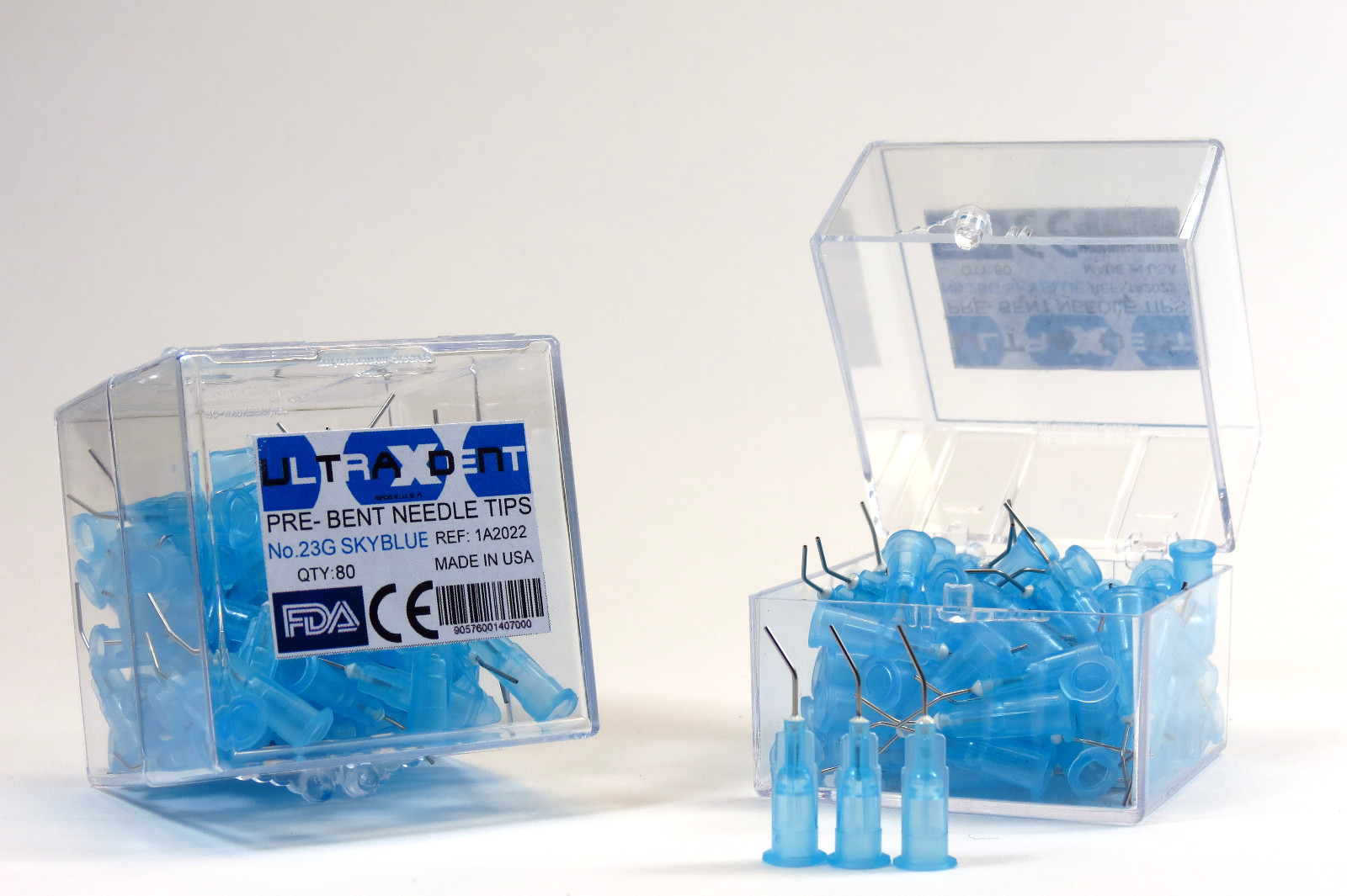 Dental Needle Tips 23g Gauge Blue Pre-Bent Set /160 Pcs Kit Box ULTRAXDENT USA