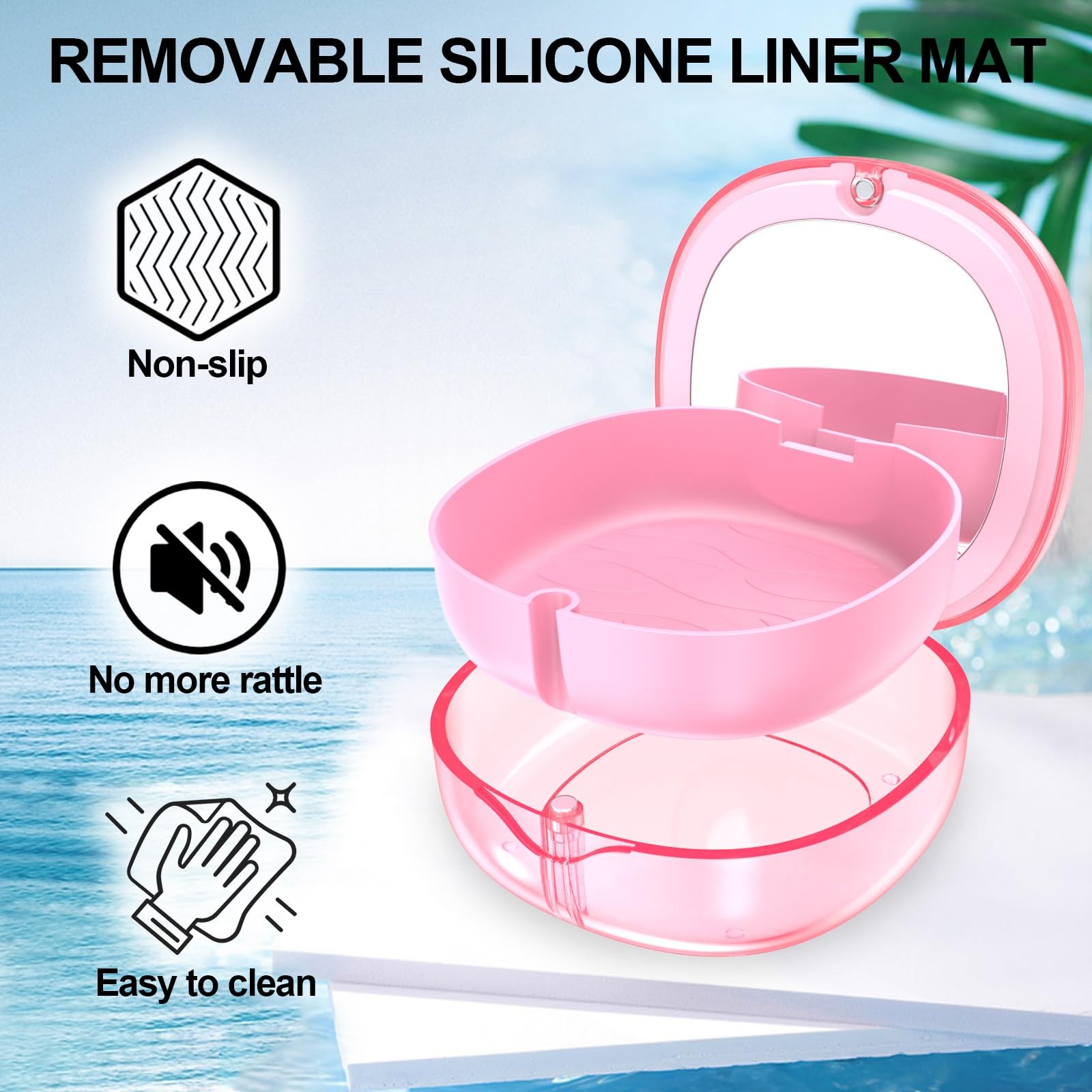 Pink Aligner and Retainer Case Double-layer Cute Slim Braces Transparent