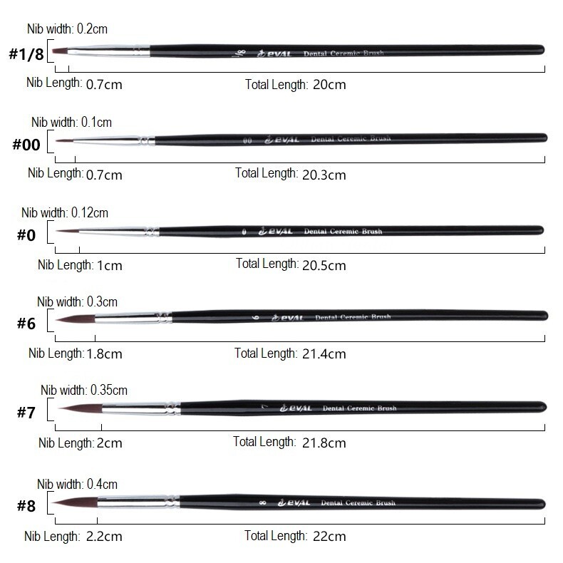 6pcs Dental Porcelain Brush Pen Glaze Ceramic Brush Pen Dental Technician Tools