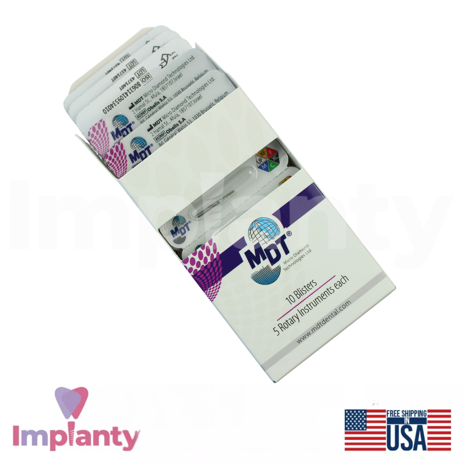 MDT Dental Flat End Cylinder FG Diamond Burs 109 Reduction Contouring Surfaces