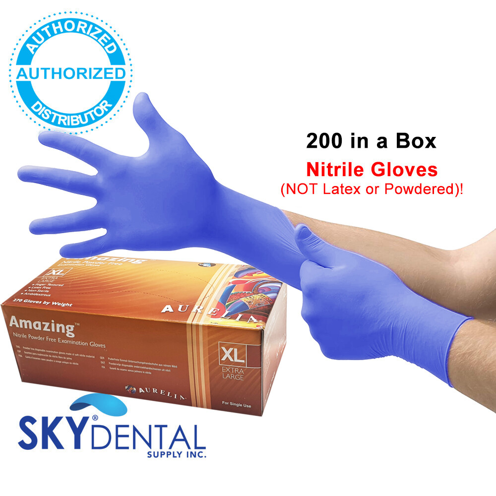 Nitrile GLOVES 200/Box 5 mi TopQuality Hypoallergenic Medical Grade Blue