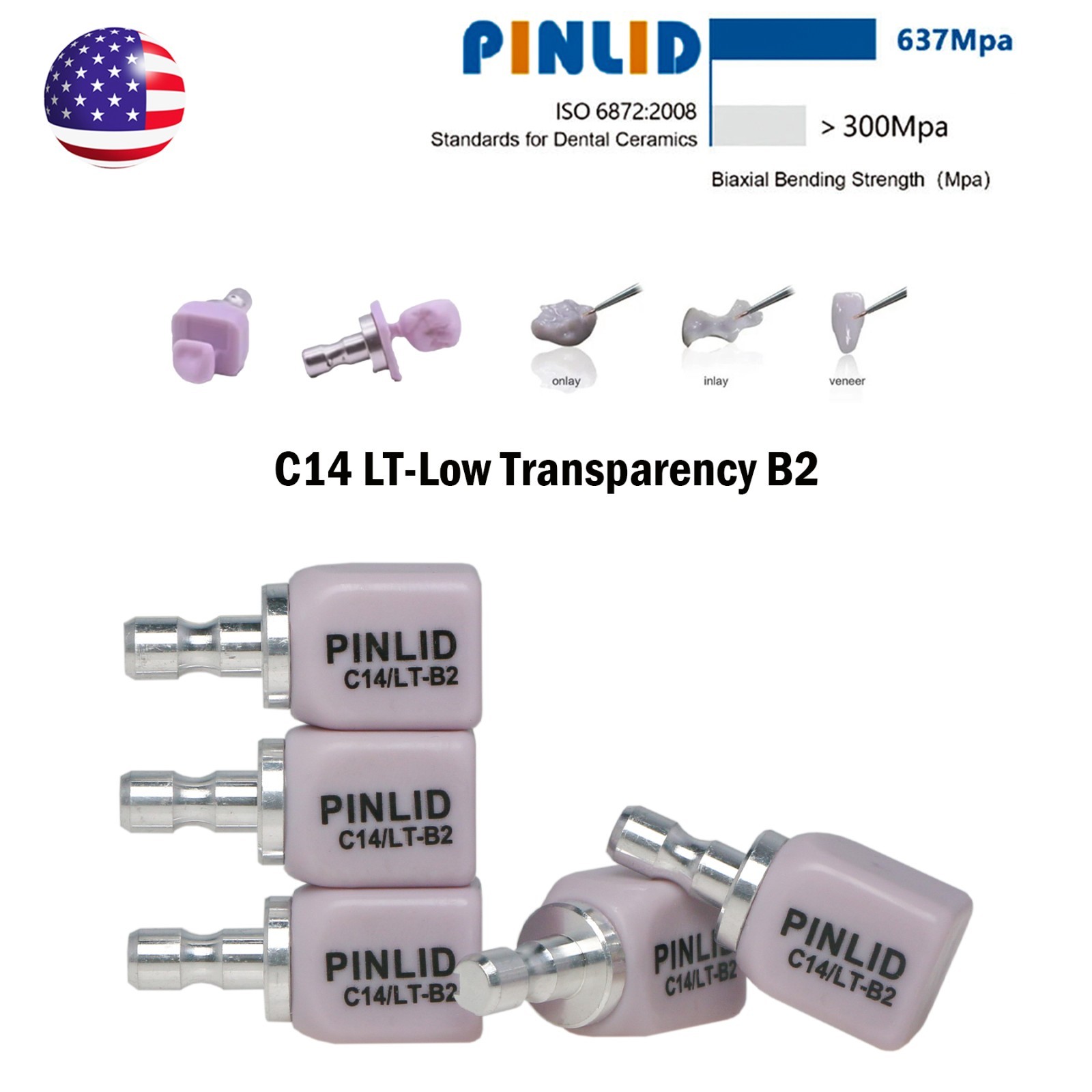 C14 Glass Ceramic Blocks HT LT Lithium Disilicate CAD/CAM Cerec Blocks 5Pcs/Box
