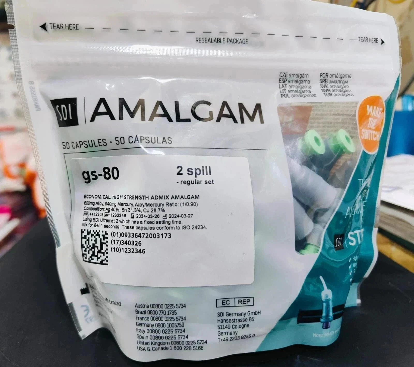 SDI Amalgam Capsules GS-80 (Pack of 50 Cap) Spill 2 Regular Set