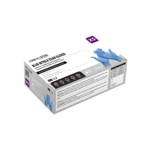 MaxSoft Blue Nitrile Exam Gloves, X-Small, Non-Latex, Powder Free, 100/Bx