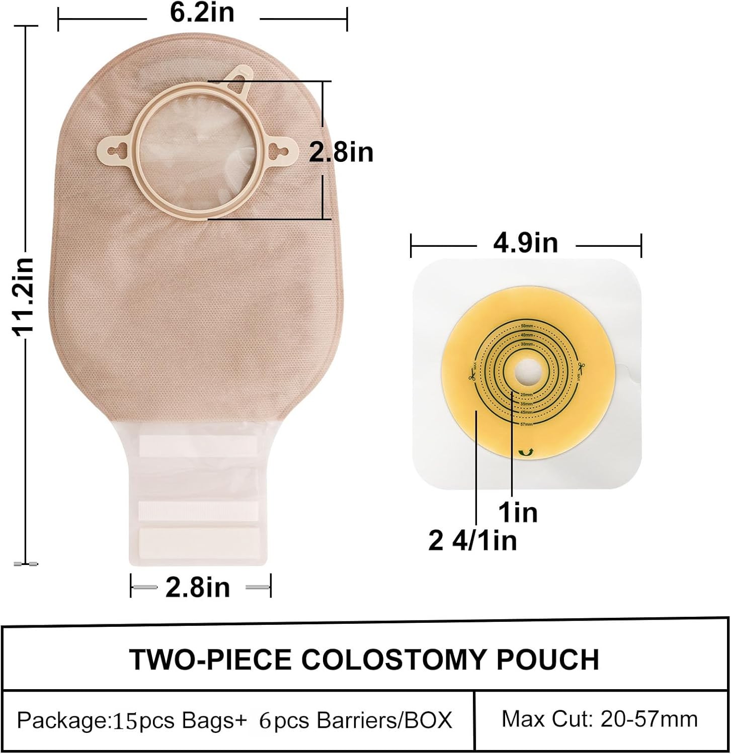 VLOOKUP 21 PCS Colostomy Bags,Ostomy 15+6pcs Two-piece Ostomy Bag
