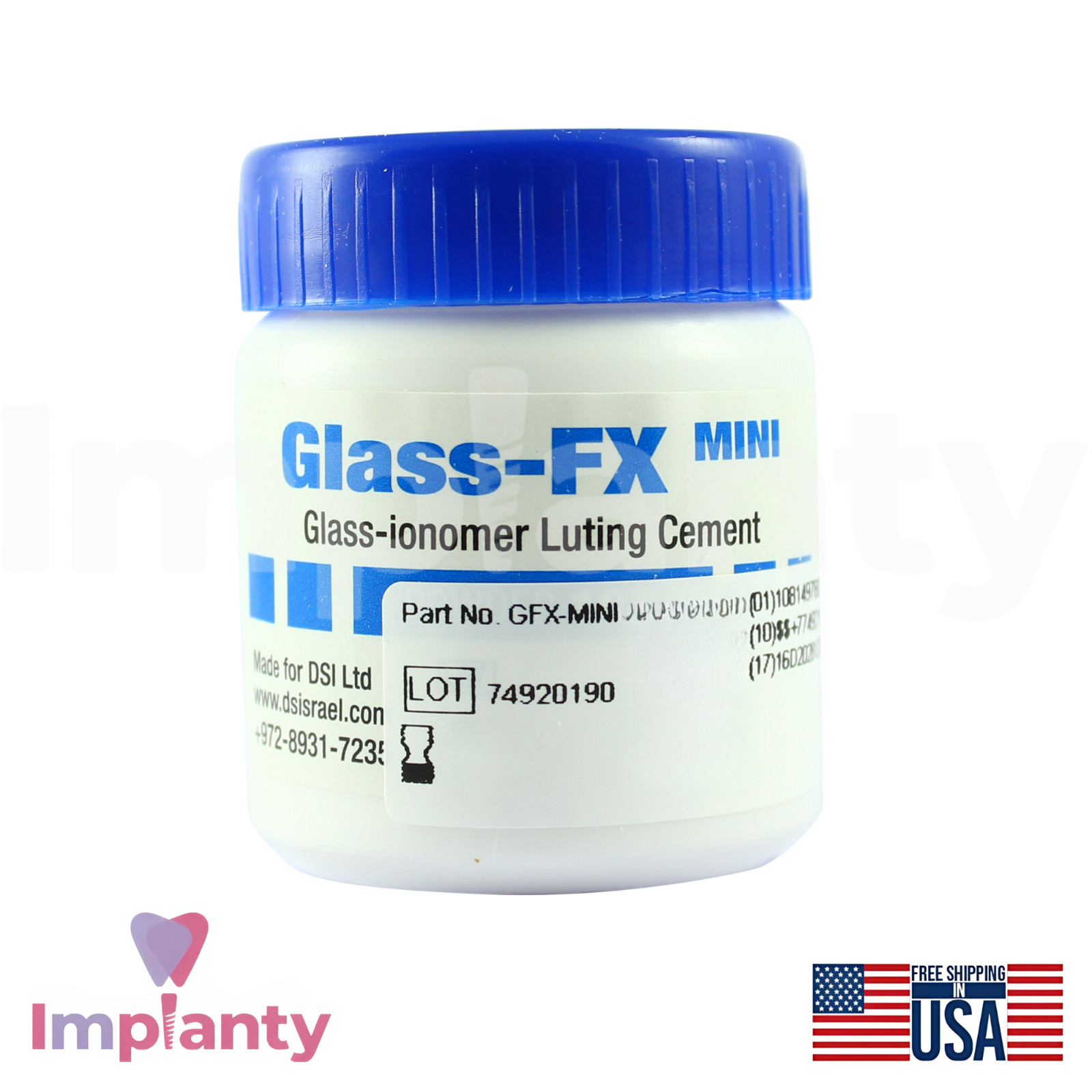 DSI Glass-FX Multi-Purpose Ion omer Crown Permanent Cement 10g Powder 7ml Liquid