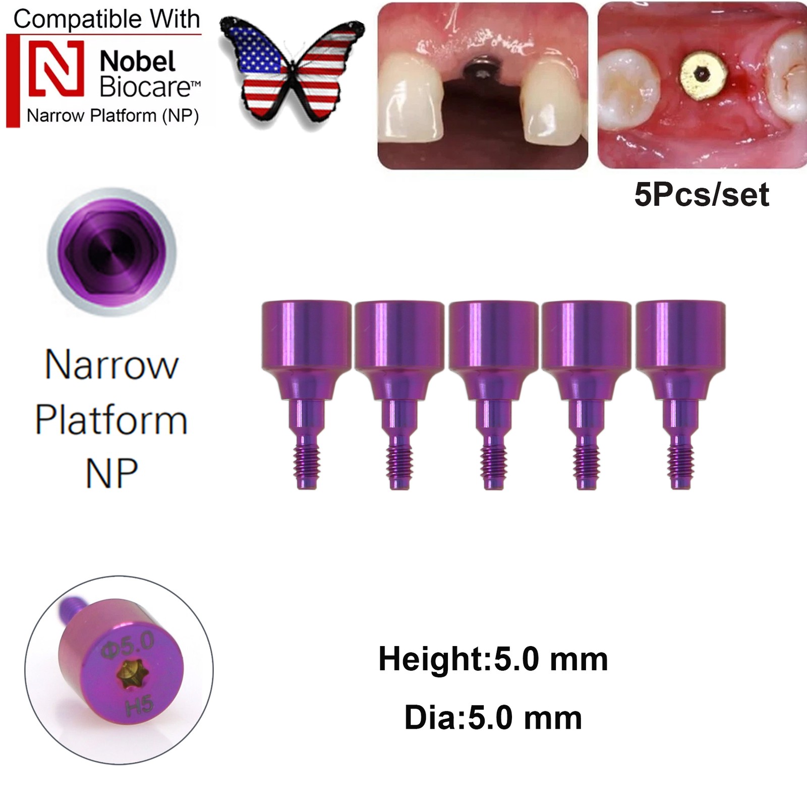 US Nobel Biocare Implant Healing Abutment Cap Titanium NP RP CC Temporary Dental
