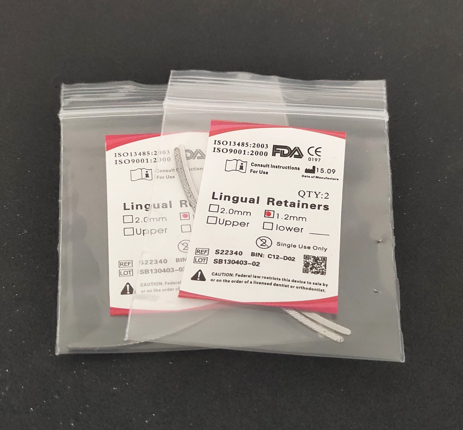 Dental Orthodontics 1.2mm Lingual Retainer 2Pcs/bag Universal Mesh Base