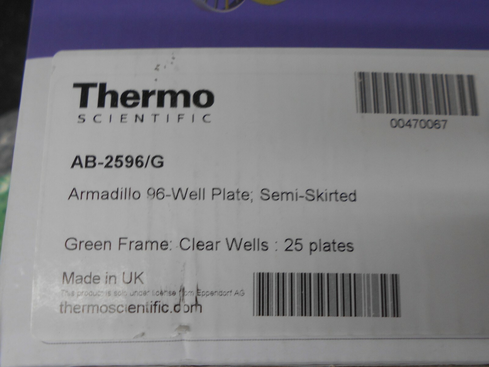 THERMO SCIENTIFIC AB 2596/G ARMADILLO SEMI SKIRTED 96 WELL PLATES BOX OF 22