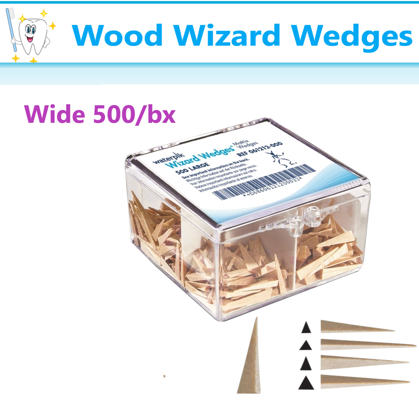 Dental Wizard Wedges Wide, Slim Jim, 100-500/Box, Assorted, Matrix wood Waterpik