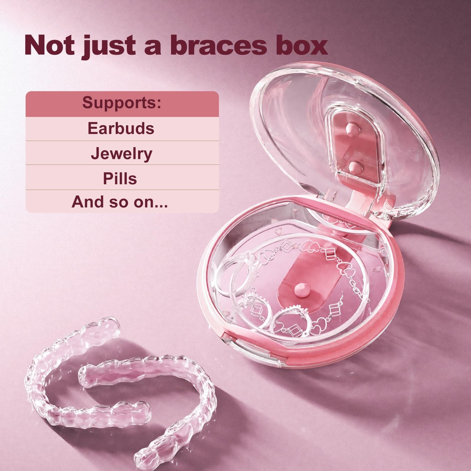 Dukya Retainer Case – mouth guard and Orthodontic Aligner Case, Sakura Pink