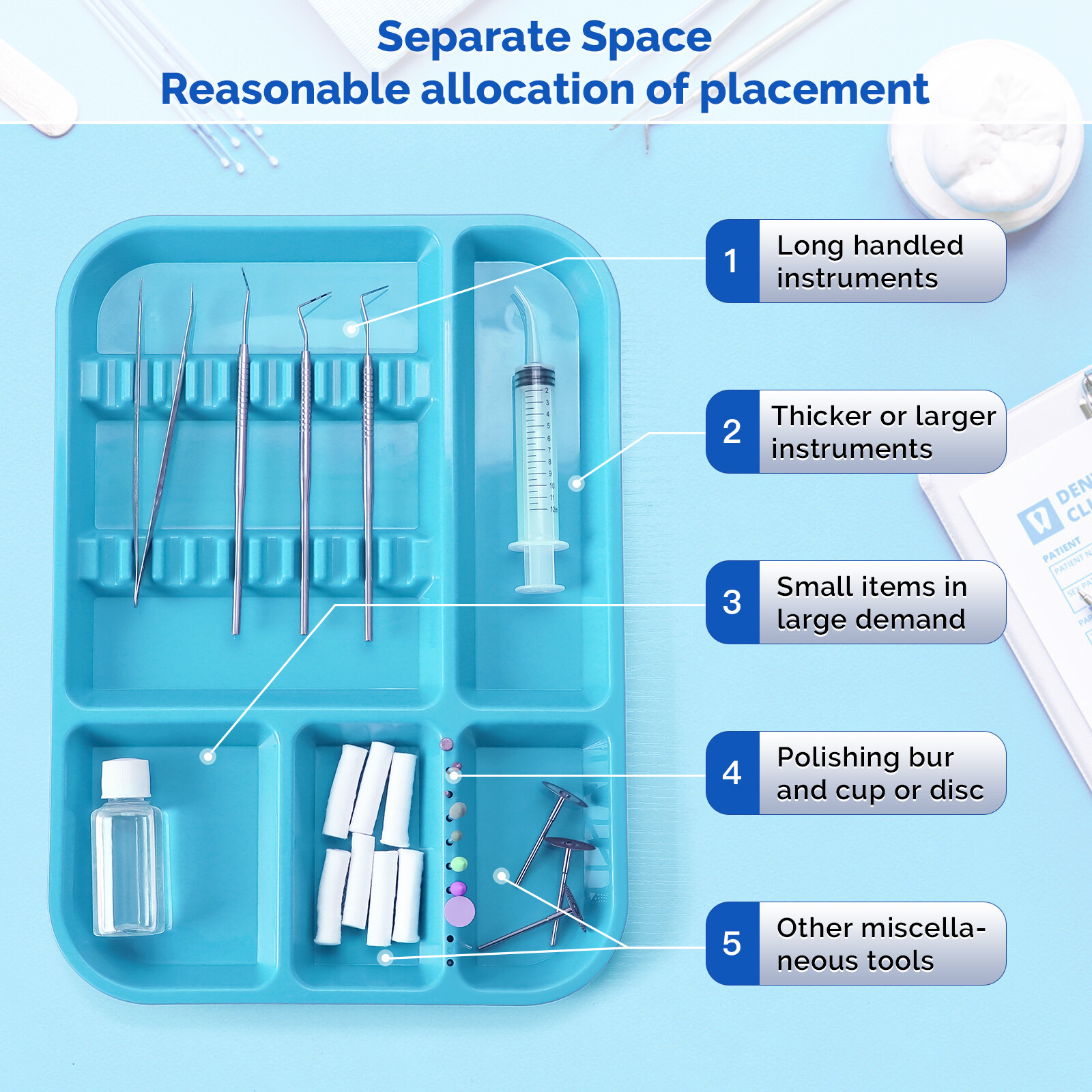 JMU Dental Divided Tray Autoclave Instrument Set Up Trays Plastic 13.38″ X 9.63″