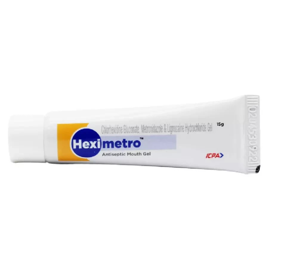 Dental HexiMetro Antiseptic Triple Action Mouth Gel 15gm Tube by ICPA Free Ship