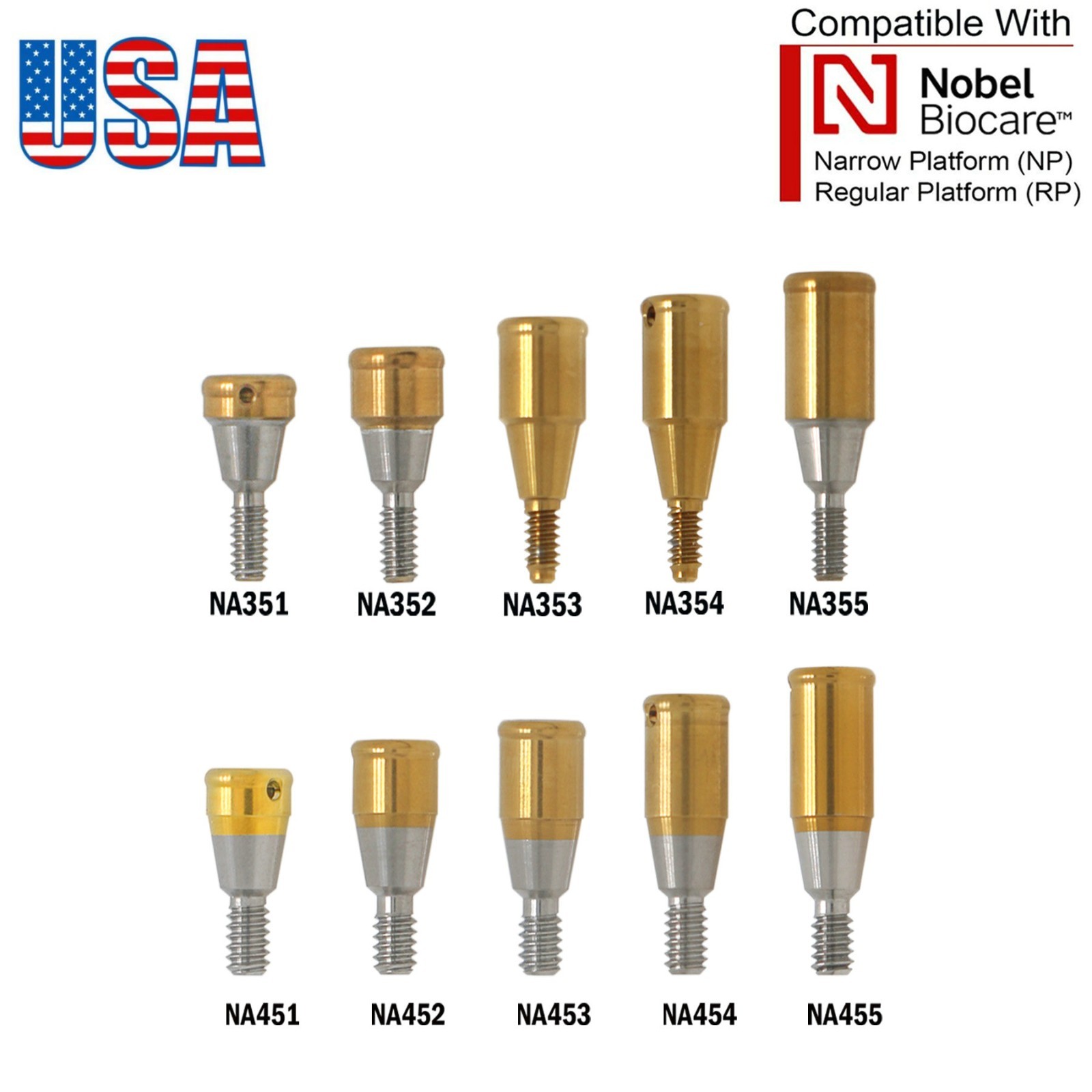 US Dental Locator Abutment Nobel Biocare Active NP/RP Conical Titanium 1.0-5.0mm