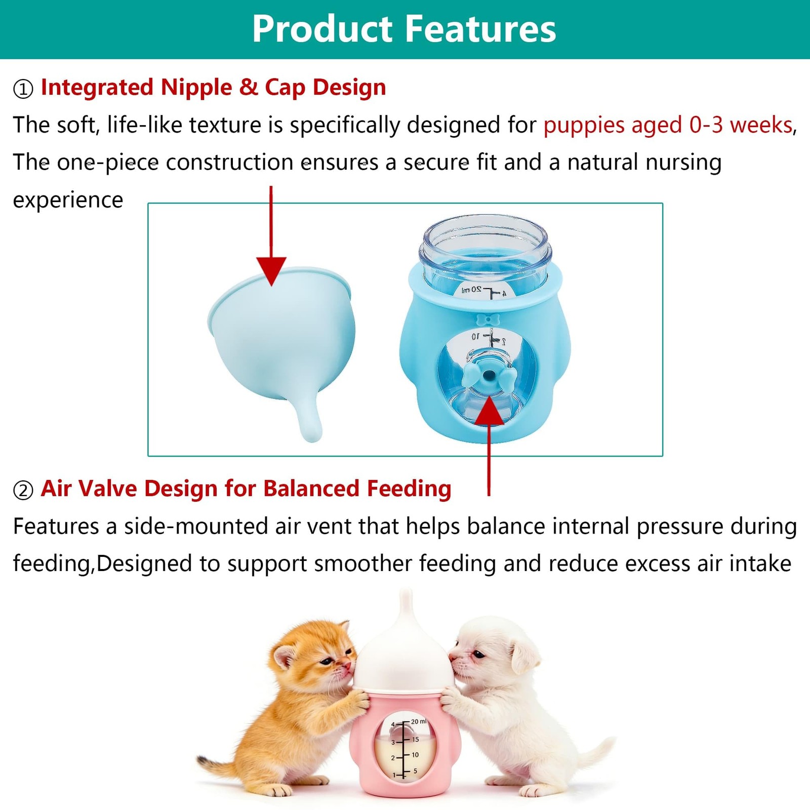 Puppy Bottles for Nursing，Kitten 1 Count (Pack of 1), Yellow