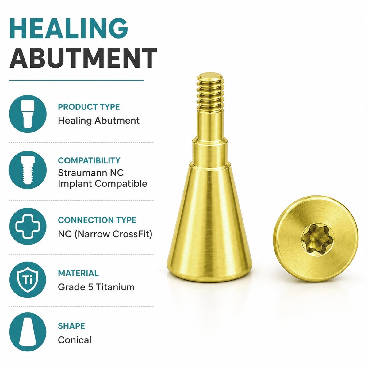 Dental NC Healing Abutment & Closure Cover Screw Straumann Bone Level BLT Ø3.3