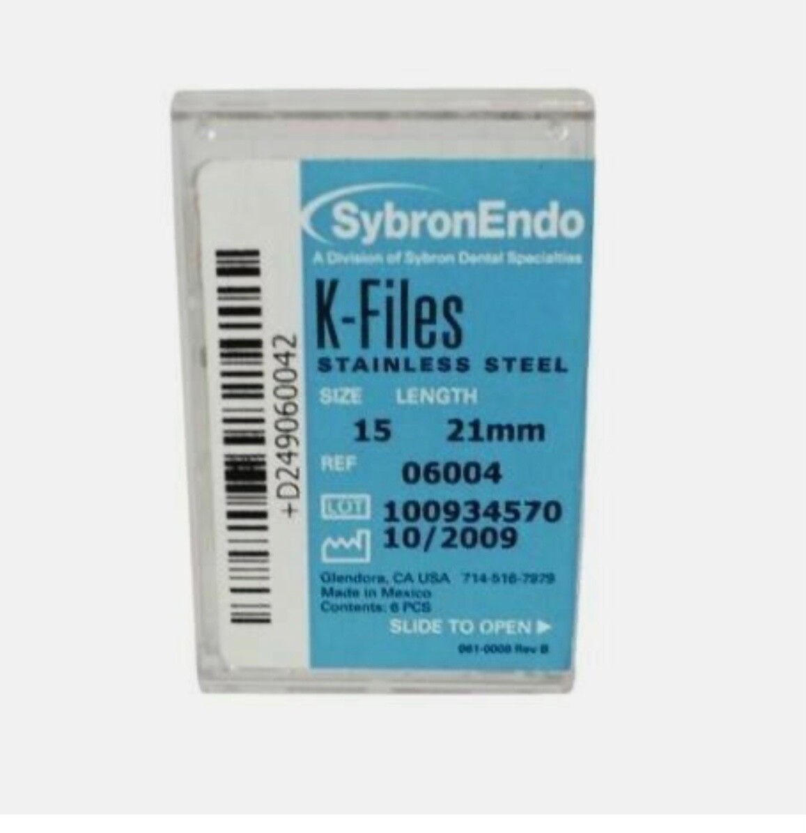 K-Files #15 x 21mm by Kerr / Sybron Endo 6 Files/Pack