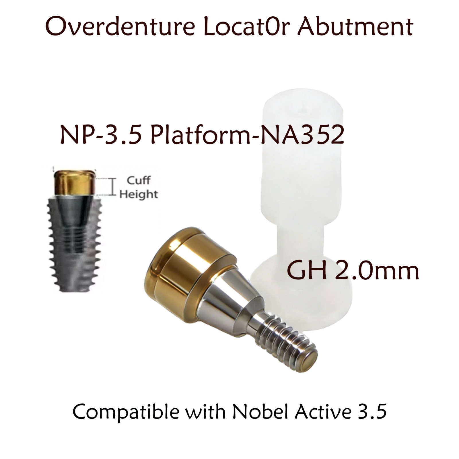 Zest Locator Anchor Abutment for NOBEL NobelActive Conical Connection NP 1-5mmGH
